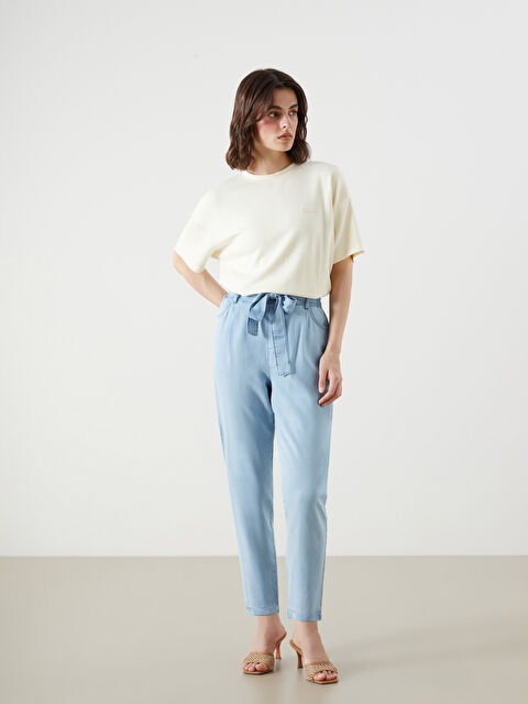 LCW Jeans Beli Kuşaklı Paperbag Kadın Jean Pantolon - S5JG50Z8-311