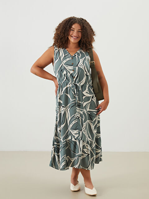 LCW Grace V Yaka Desenli A Kesim Elbise