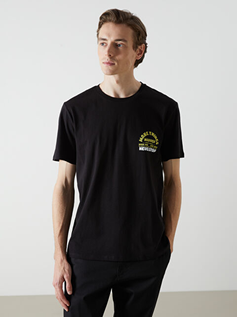 LCW ECO Bisiklet Yaka Kısa Kollu Baskılı Penye Erkek Tişört - S5JI61Z8-CVL