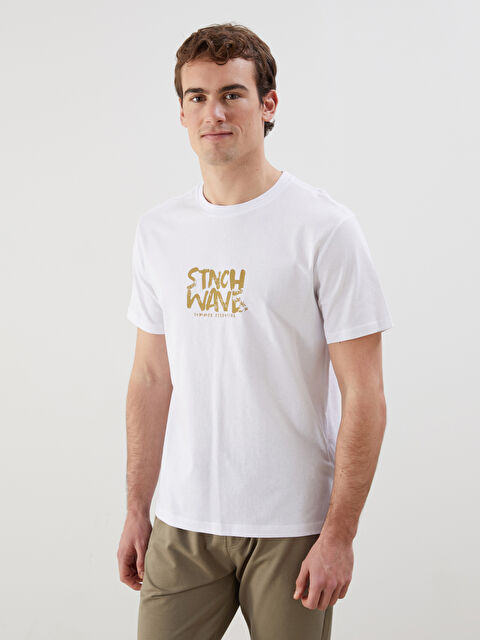 LCW ECO Crew Neck Short Sleeve Printed Combed Cotton Men's T-shirt - S5JI71Z8-J5E