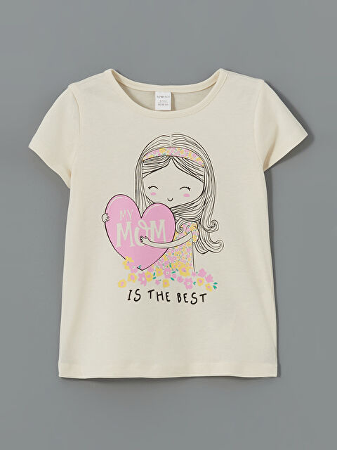 LCW ECO Футболка з круглим вирізом горловини та принтом для дівчаток - S5JJ00Z1-KXP