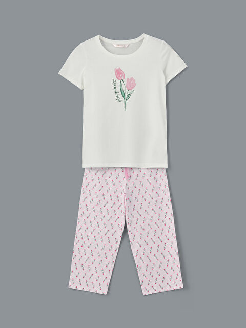 LCW DREAM Beli Lastikli Çiçekli Kadın Kapri Pijama Altı - S5JJ03Z8-LT4
