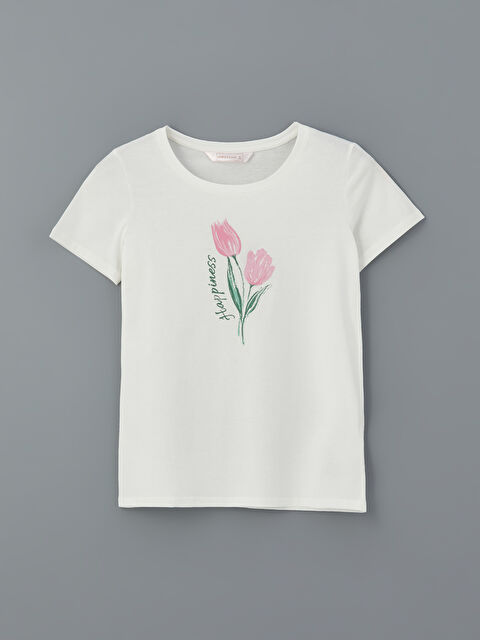 LCW DREAM Bisiklet Yaka Çiçekli Kadın Pijama Üst - S5JJ04Z8-FDU