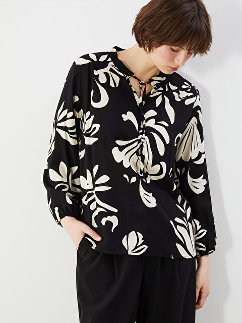LCWAIKIKI Classic Tie Neck Patterned Blouse - S5JJ08Z8-LQJ