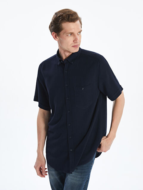 LCWAIKIKI Classic Regular Fit Kısa Kollu Keten Karışımlı Erkek Gömlek - S5JJ72Z8-RFH