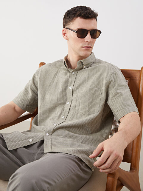 LCWAIKIKI Classic Regular Fit Kısa Kollu Armürlü Erkek Gömlek - S5JJ76Z8-CWH