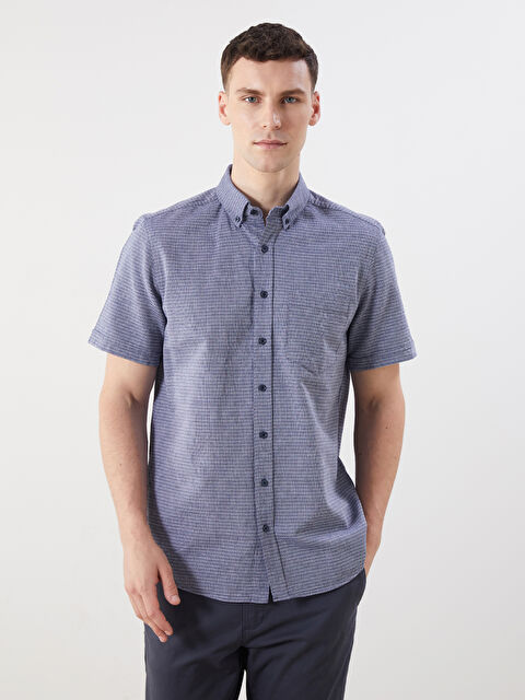 LCWAIKIKI Classic Regular Fit Kısa Kollu Armürlü Erkek Gömlek - S5JJ76Z8-LGS