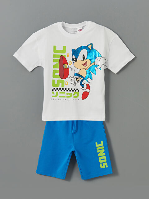 LCW Kids Sonic Baskılı Erkek Çocuk Tişört ve Şort 2'li - S5JK05Z1-Q6K