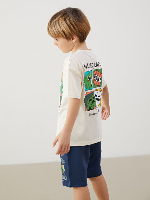 LCW Kids Bisiklet Yaka Minecraft Baskılı Erkek Çocuk Tişört - S5JL55Z1-QVK