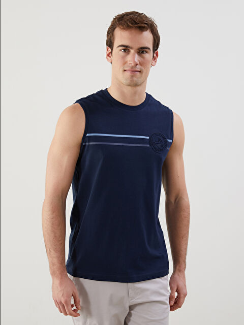 LCWAIKIKI Classic Bisiklet Yaka Baskılı Erkek Kolsuz Tişört - S5JL75Z8-DWP