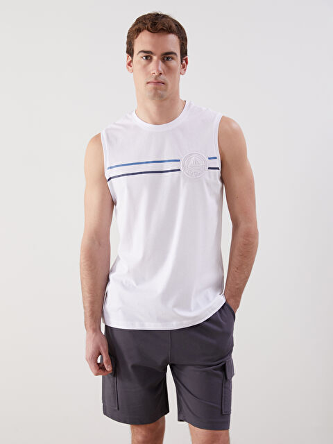 LCWAIKIKI Classic Bisiklet Yaka Baskılı Erkek Kolsuz Tişört - S5JL75Z8-Q6K