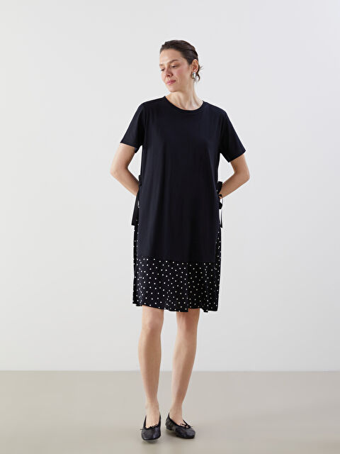 LCW Comfort Rochie Mini Basic cu Buline și Guler Rotund - S5JL80Z8-CVL