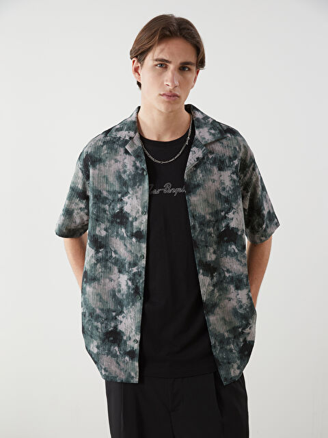 XSIDE Rahat Kalıp Kısa Kollu Desenli Erkek Gömlek - S5JL83Z8-LRR