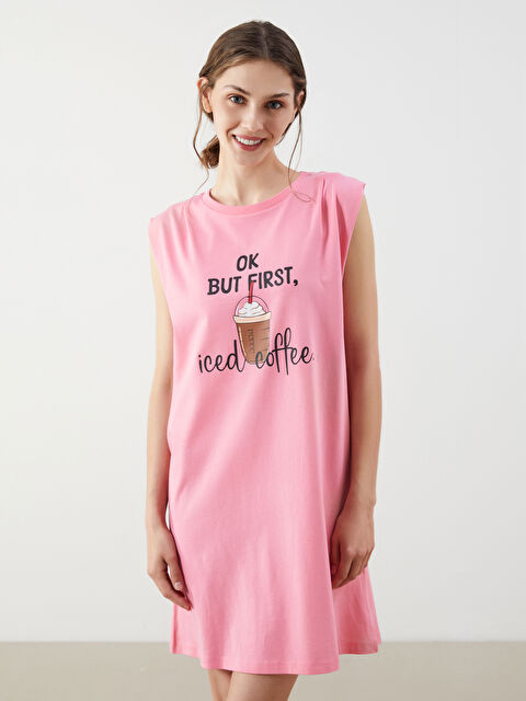 LCW DREAM Bisiklet Yaka Baskılı Kadın Gecelik - S5JL96Z8-QY5