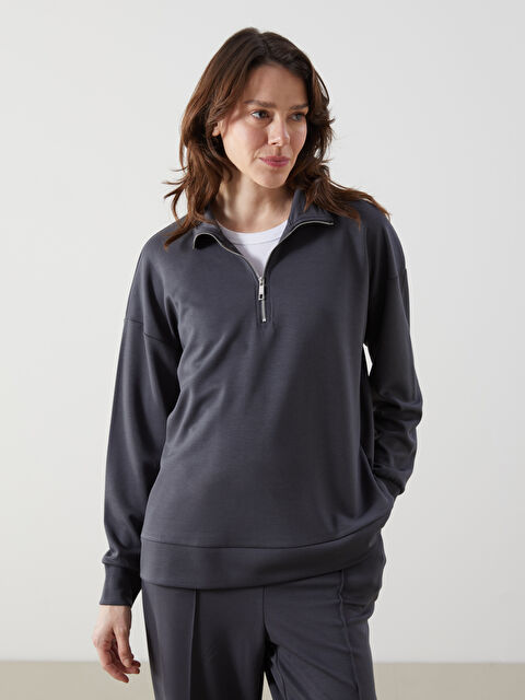 LCW Comfort Dik Yaka Kadın Sweatshirt - S5JM01Z8-HEF