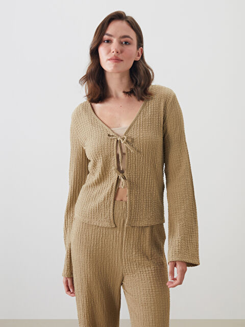 LCWAIKIKI Classic V Yaka Dokulu Kadın Hırka - S5JM26Z8-GLT