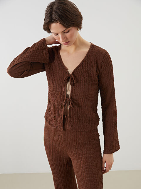 LCWAIKIKI Classic V Yaka Dokulu Kadın Hırka - S5JM26Z8-HJN