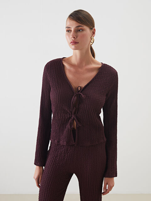 LCWAIKIKI Classic V Yaka Dokulu Kadın Hırka - S5JM26Z8-HQT