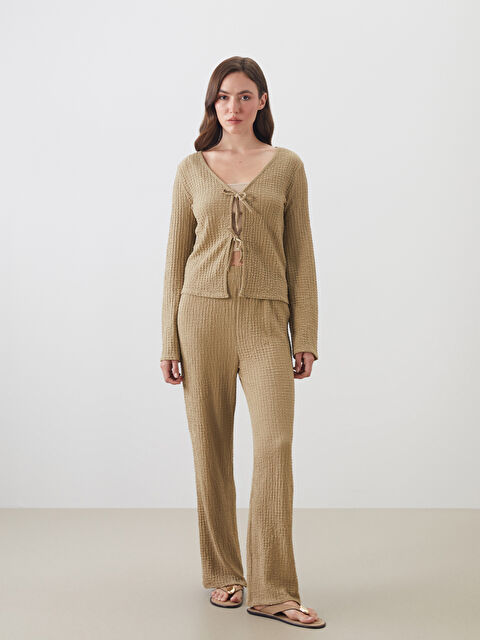 LCWAIKIKI Classic Beli Lastikli Dokulu Kadın Pantolon - S5JM28Z8-GLT