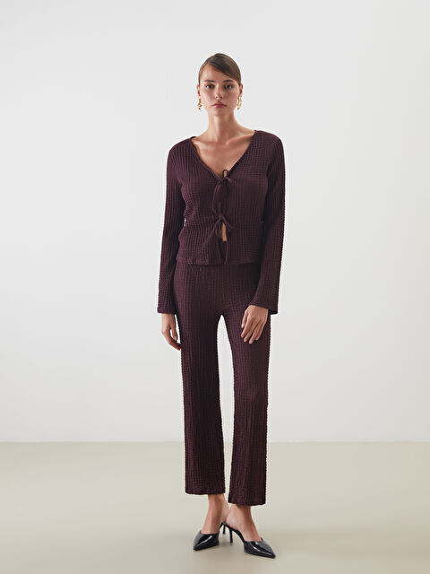 LCWAIKIKI Classic Beli Lastikli Dokulu Kadın Pantolon - S5JM28Z8-HQT