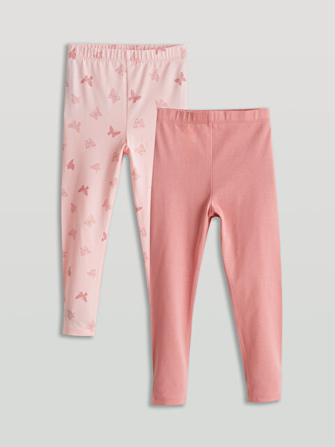 LCW Kids Beli Lastikli Baskılı Kız Çocuk Tayt 2'li