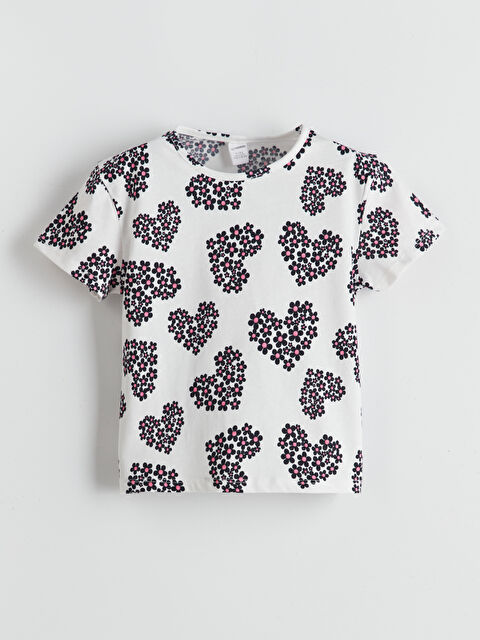 LCW Kids Bisiklet Yaka Çiçekli Kız Çocuk Tişört - S5JM65Z1-LRA