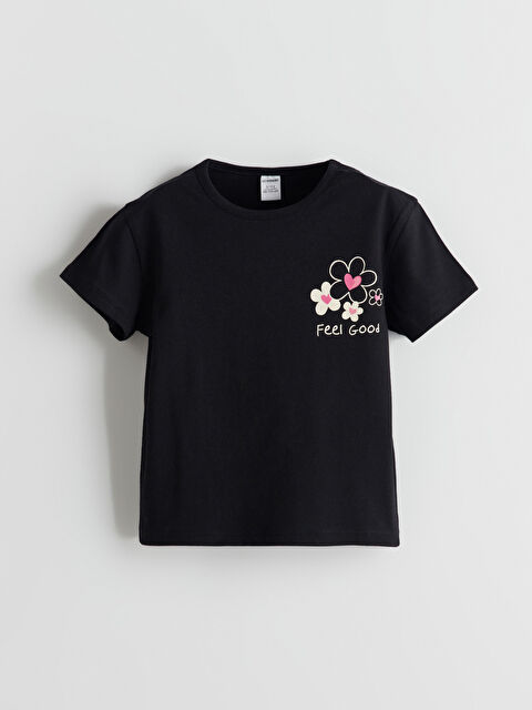 LCW Kids Bisiklet Yaka Baskılı Kız Çocuk Tişört