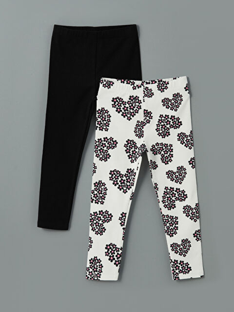 LCW Kids Beli Lastikli Baskılı Kız Çocuk Tayt 2'li - S5JM72Z1-CVL