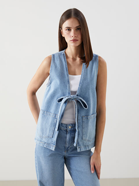 LCW Vision V Yaka Kadın Jean Yelek - S5JN24Z8-311