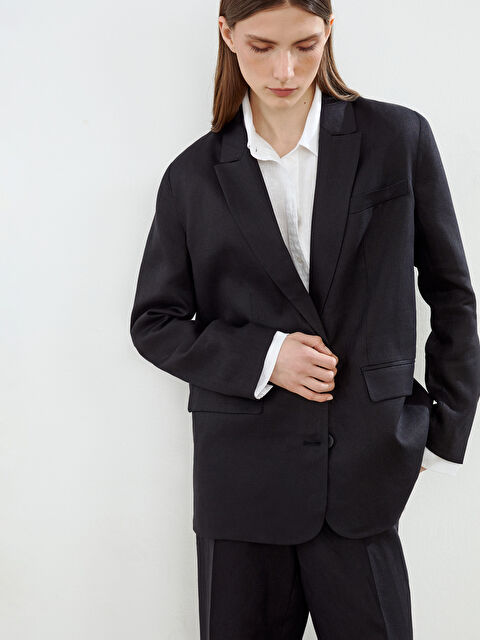 LCW Modest %100 Keten Kadın Blazer Ceket - S5JN44Z8-CVL