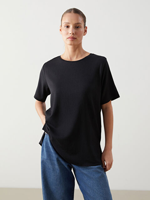 LCWAIKIKI Classic Bisiklet Yaka Düz Kadın Tişört - S5JN74Z8-CVL