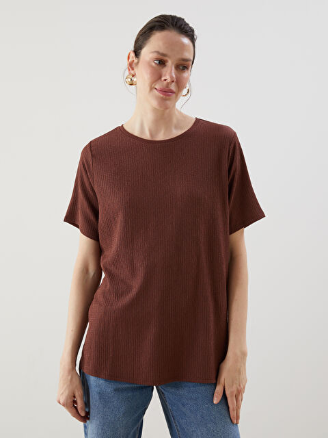 LCWAIKIKI Classic Bisiklet Yaka Düz Kadın Tişört - S5JN74Z8-HFD