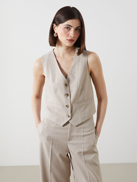 LCW Vision V Yaka Kadın Klasik Yelek - S5JP93Z8-SB4