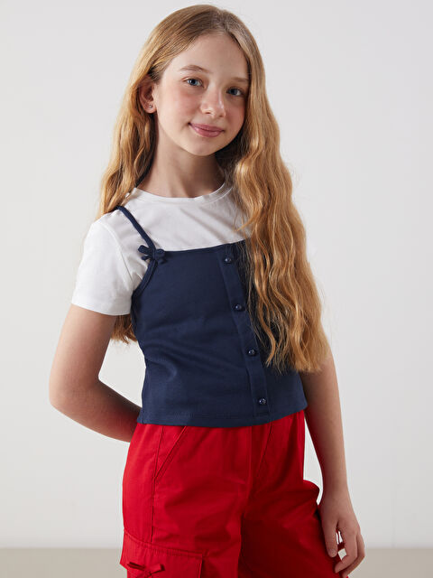 LCW Kids Bisiklet Yaka Kız Çocuk Tişört ve Atlet - S5JQ36Z4-R9J