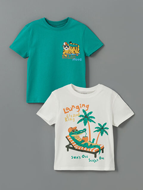 LCW Kids Bisiklet Yaka Baskılı Erkek Çocuk Tişört 2'li - S5JQ59Z1-R9J