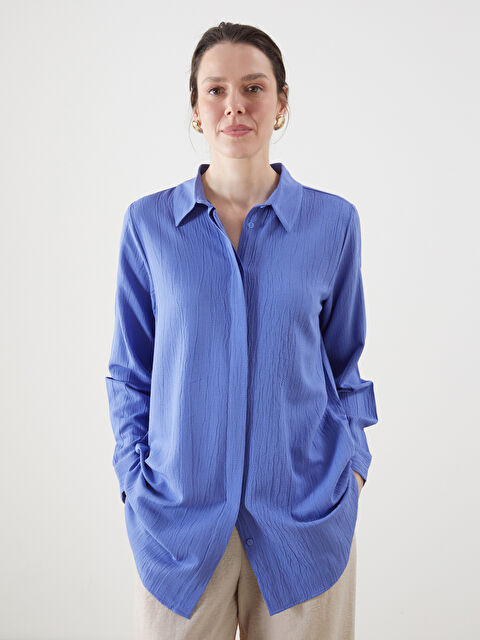 LCWAIKIKI Classic Dokulu Gofre Kadın Gömlek Tunik - S5JR40Z8-CSV