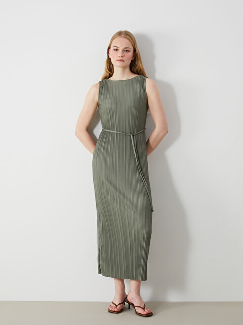 LCW Vision Bisiklet Yaka Dokulu Krinkle Elbise - S5JS41Z8-R1E