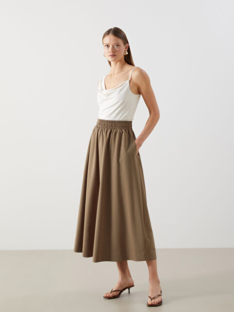 LCW Vision Beli Lastikli Poplin Kadın Etek - S5JS58Z8-QZR