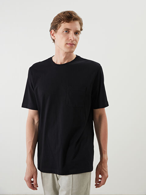 LCWAIKIKI Classic Bisiklet Yaka Penye Erkek Tişört - S5JS84Z8-CVL