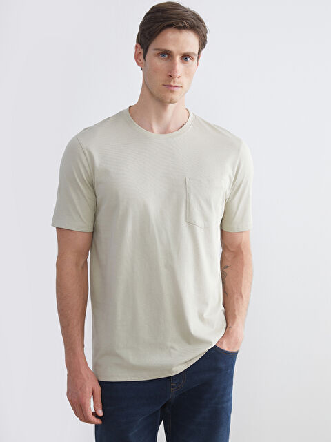 LCWAIKIKI Classic Bisiklet Yaka Penye Erkek Tişört - S5JS84Z8-MVK