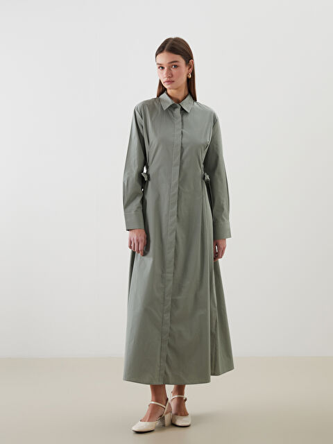 LCW Modest Beli Bağlamalı Poplin Gömlek Elbise - S5JS90Z8-Z7K