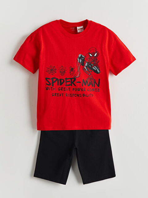 LCW Kids Spider-Man Baskılı Erkek Çocuk Tişört ve Şort 2'li - S5JS94Z1-HBH
