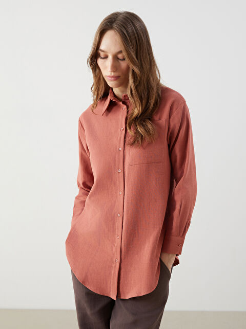 LCW Modest Loose Fit Müslin Kadın Gömlek Tunik - S5JS95Z8-J8A