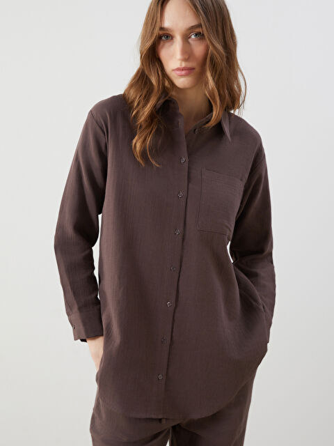 LCW Modest Loose Fit Müslin Kadın Gömlek Tunik - S5JS95Z8-DJ7