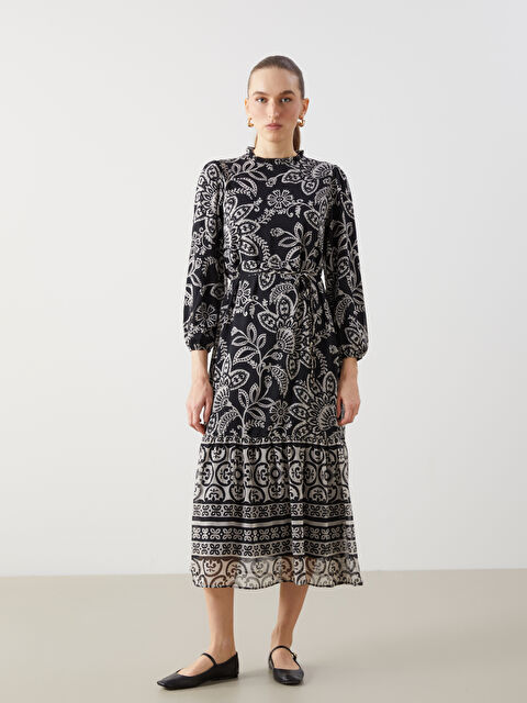 LCWAIKIKI Classic Dik Yaka Desenli Elbise - S5JT02Z8-LQJ