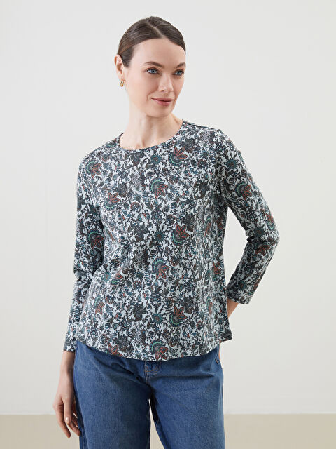 LCW Grace Bisiklet Yaka Desenli Kadın Bluz - S5JT05Z8-LRR