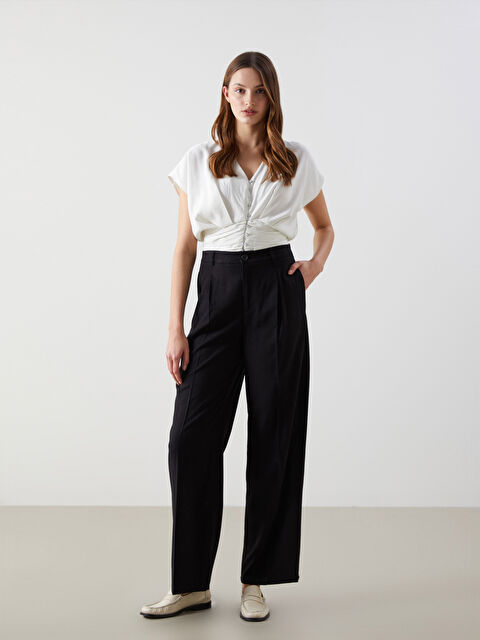 LCW Vision Loose Fit Keten Karışımlı Kadın Pantolon - S5JT09Z8-CVL