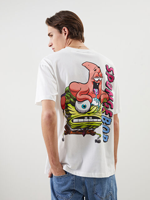 XSIDE Crew Neck SpongeBob Printed Jersey Men's T-Shirt - S5JT41Z8-R9J
