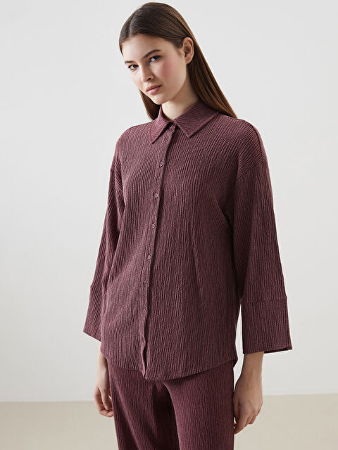 LCW Modest Dokulu Oversize Kadın Gömlek Tunik - S5JT51Z8-DMT