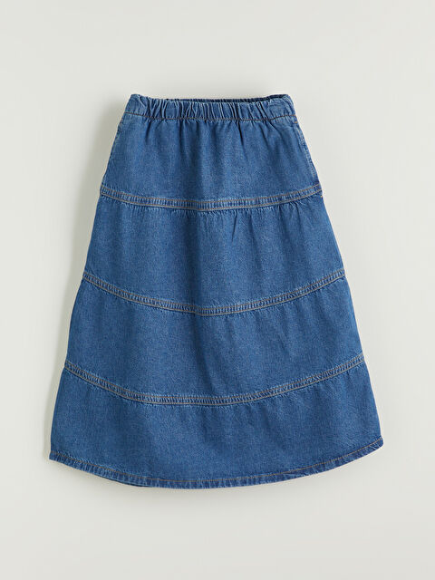 LCW Kids Beli Lastikli Kız Çocuk Jean Etek - S5JT53Z4-H45